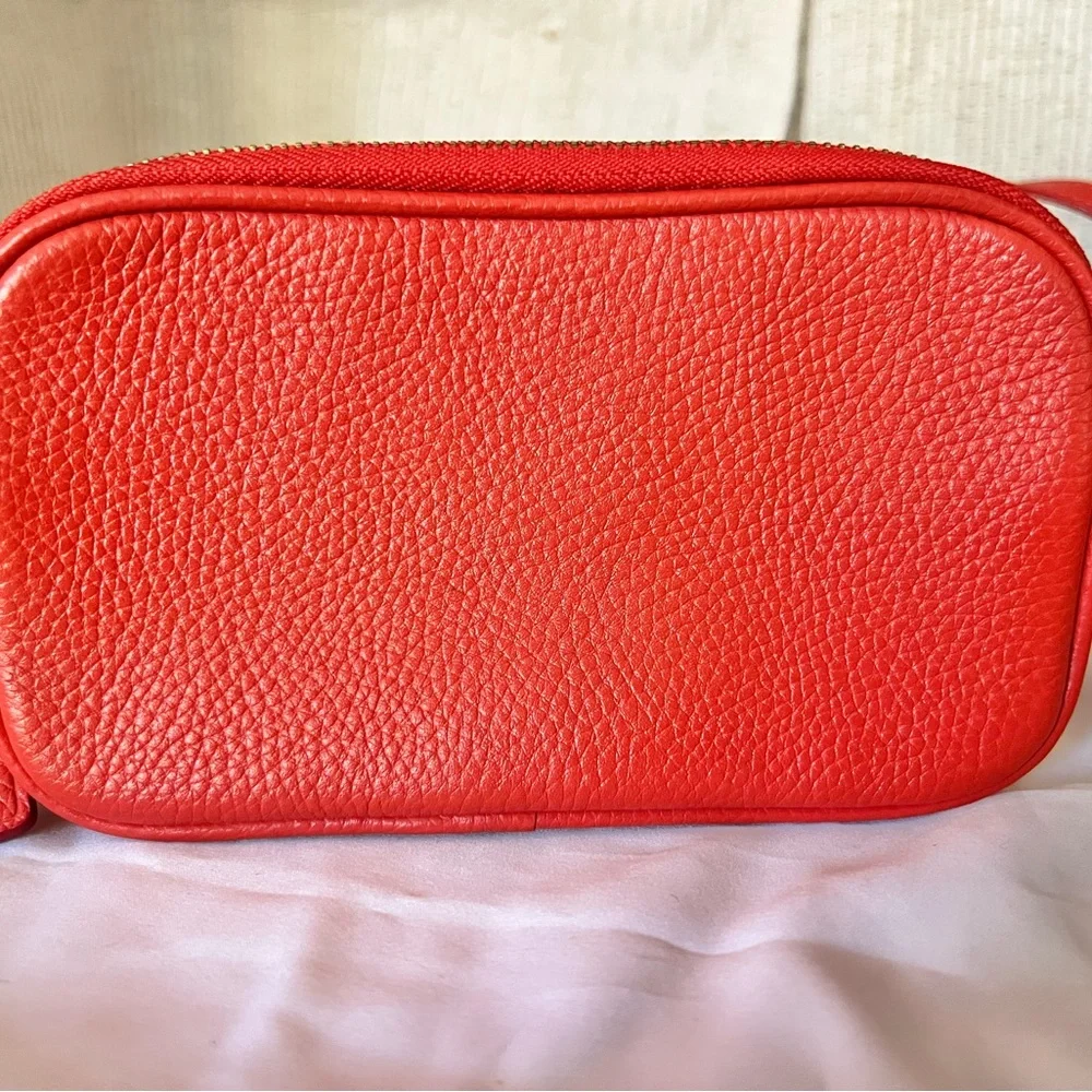 Coach Coral Red Pebbled Leather Crossbody Camera Bag - Picture 3 of 9